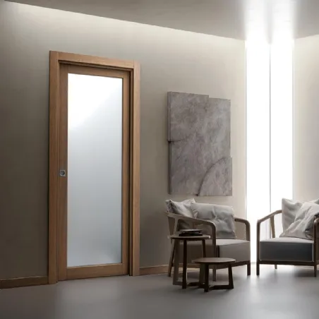 retractable sliding door in glass and wood bertolotto baltimora new wood essence