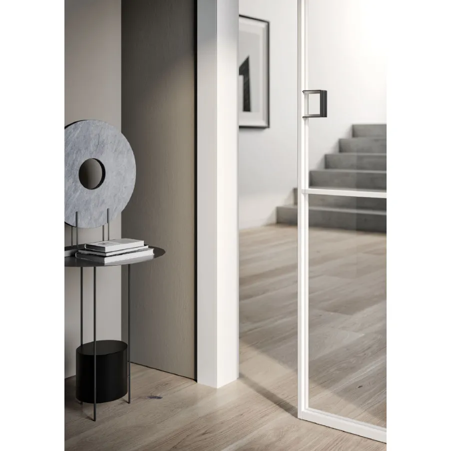 glass bianco porta scorrevole esterno muro plana bertolotto