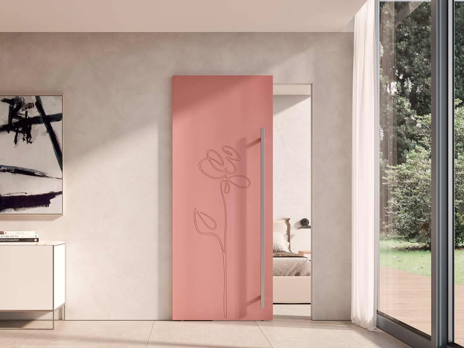Porta scorrevole esterno muro di Design Natura Rosa