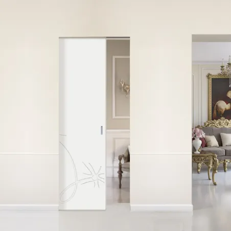 Porta a scomparsa in legno decorato